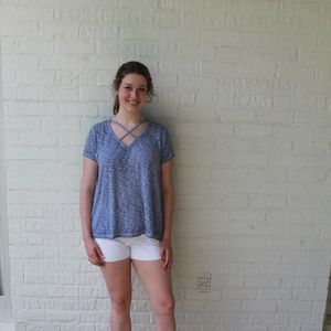 Heather Purple Criss-Cross Tee